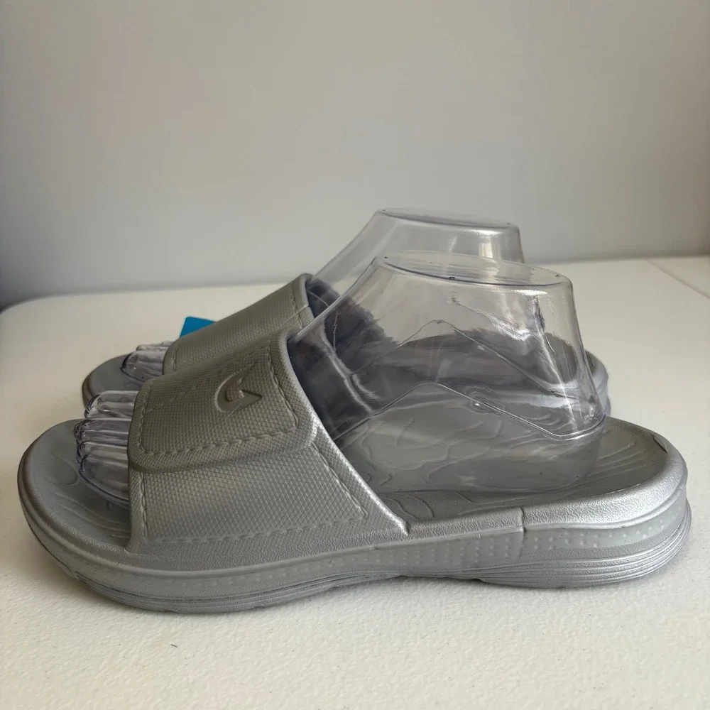 Northyard Mens Womens Silver Slides Sandals Slip On Beach Pool Size‎ 42